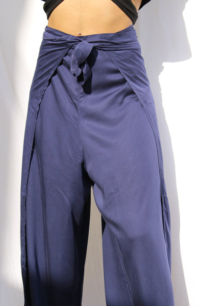 magic pant en tencel bleu marine